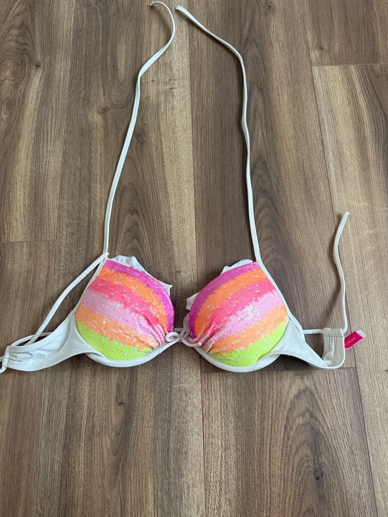 Victoria's Secret Other - Women's Sequin Push-Up Bikini Top - Neon Stripe